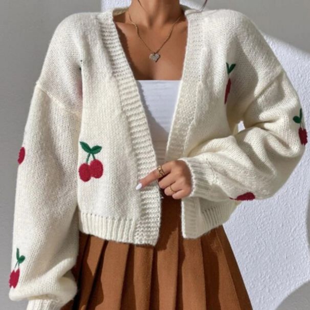 Women’s Clothing Spring And Autumn Jacquard Sweater New Style Outer Wear Loose Casual Knitted Cardigan_ecoleips.com
