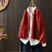 Vintage-Inspired Cotton Cardigan For Women – Relaxed Fit Long Sleeve Knit Sweater With Wave Collar, Spring & Autumn Layering Essential_ecoleips.com