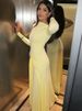Mozision Elegant Long Sleeve Ruched Sexy Maxi Dress Women Gown Autumn Fashion Draped Bodycon Long Dresses Female Clothing_ecoleips.com