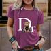 Women's Casual Short Sleeve T-Shirt With Letter Print - Stylish Round Neck Cotton Blend Tee For Summer - Streetwear Fashion (Multiple Colors & Sizes)_ecoleips.com