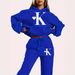 Women's Letter Print Sweatshirt Set, Long Sleeve Pullover Top And Pants, Casual Two Piece_ecoleips.com