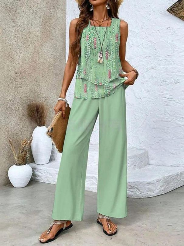Women's Sleeveless Double Layer Vest And Pants Set American Style Hot Selling New Arrival In Stock_ecoleips.com