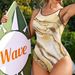Fashionable Women's Halter Neck Backless Swimsuit American Printed Design Comfortable Sexy Swimwear_ecoleips.com