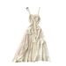Women's Clothing Small Design Lace Splicing Ruffled Suspender Dress Female Summer French Chic Beautiful Holiday Long Dress_ecoleips.com