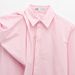 Women's Puff Sleeve Poplin Shirt – Vintage Elegance With Unique Shoulder Detail, Relaxed Fit, Breathable Polyester, Pink Blouse For Work & Casual_ecoleips.com