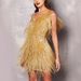 Women’s Clothing Fashion Tassel Sequin V Neck Vest Dress Dress_ecoleips.com