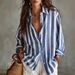 Women's Oversized Striped Shirt - Flowy Long Sleeve Blouse With Lapel Collar For Work & Weekend (S-XXL, 3 Colors)_ecoleips.com