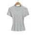 Women's Clothing Thread Tight Short Sleeved T Shirt Women's Summer Slim Round Neck Solid Color Elastic Sports Top_ecoleips.com