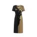 Women's Clothing Commuter Belt Short Sleeved Round Neck Printed Dress_ecoleips.com