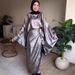 Women's Long Sleeve Maxi Dress - Comfortable Loose Fit Casual Tunic Dress For Autumn, Solid Color Batwing Sleeve Flowy Dress_ecoleips.com