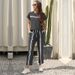 New Short Sleeve Gray Striped Round Neck Casual Suit Women's Summer_ecoleips.com