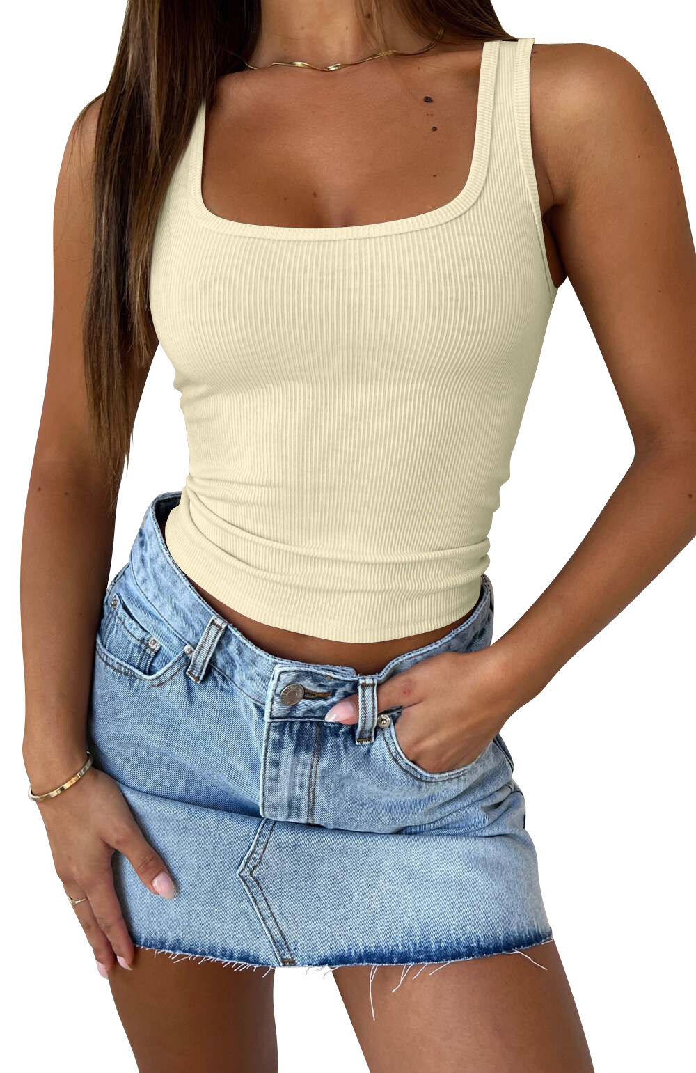 Women's Sexy Y2K Slim Fit Solid Color Vest European American Style Hot Girl Summer Threaded Top for Trendy Streetwear_ecoleips.com