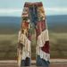 Women's Retro Print High-Waisted Slimming Jeans Faux Denim Style Comfortable Casual Leg Lengthening Effect_ecoleips.com
