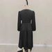 European And American Clothing Women, French Elegant Style Black Satin V-neck Long-sleeve Dress For Women_ecoleips.com