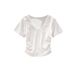 Dopamine-Colored Short-Sleeved Top, Modal Summer V-Neck, Double-Sided Pleated, Waist-Cinching, Slimming, High-End Women'_ecoleips.com