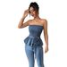 Strapless Bustier Top – Chic Solid Color Corset Blouse For Women (Blue/Pink/Black/White, True To Size)_ecoleips.com