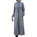 2025 Spring Summer New Sleeve Ruffled Stand Collar Muslim Robe Conservative Women's Long Dress_ecoleips.com