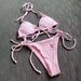 2025European and American cross border new drawstring straps hollow striped split swimsuit bikini bikini_ecoleips.com