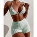 Women's Clothing New Bikini Split Solid Color Swimsuit High Waist Boxer Pants Slim Bikini Sexy_ecoleips.com