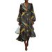 Women's V-Neck Dress Summer Fashion Floral Puff Sleeve Dress_ecoleips.com