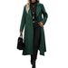 Elegant Double-Breasted Long Trench Coat For Women - Wool Blend, Loose Fit, Notched Collar, Plaid & Solid Colors, S-XXL"_ecoleips.com