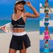 Women's Two Piece Swimsuit European American Style Solid Color Drawstring Sports Bikini Swimwear_ecoleips.com