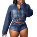 2024 New European And American Fashion Cross-Border Casual Stretch Denim Two-Piece Set Women's Clothing NZ1209_ecoleips.com