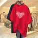 Pink Heart Shaped T-Shirt for Women Summer Short Sleeve mid Length Loose Fit Trendy Top_ecoleips.com