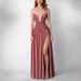 Women's Elegant Strapless Ruched High Slit Maxi Dress – Sexy Formal Party Gown For Banquet_ecoleips.com