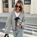 Women's Clothing Elegant V-Neck Long Sleeve Cardigan With Bow Tie Detail - Soft Acrylic Knit, Loose Fit, Versatile Layering Piece For Women_ecoleips.com
