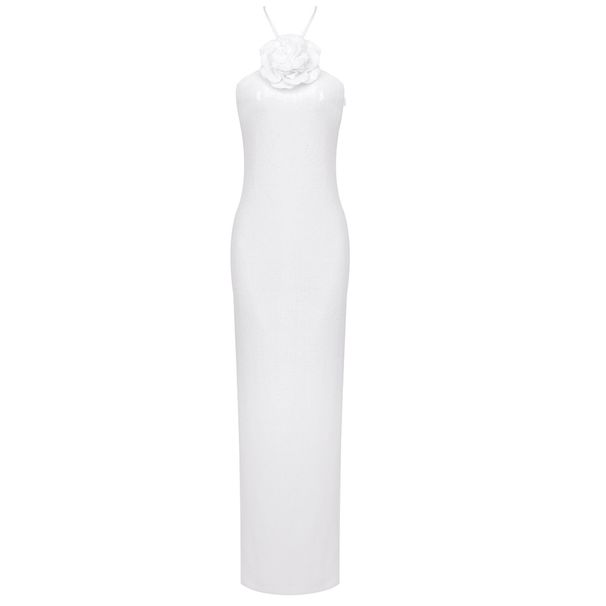 Women's Clothing Summer Evening Dress Fashion Halter Neck Apricot White Dress Elegant Slim Sexy Women's Clothing_ecoleips.com