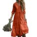 2026shein Cross-border European And American Independent Site Bohemian Vacation Cotton-linen Dress New Hot Style_ecoleips.com