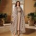 Verve AB416 Abaya Women Clothing Dubai Muslim Embroidery Cardigan Vest Set Skirt_ecoleips.com