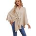Women's Clothing V Neck Shawl Cape Coat Loose Fit Autumn Winter Outerwear Stylish_ecoleips.com