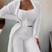 Cozy 3-Piece Loungewear Set Women's Fuzzy Tie-Front Cardigan With Top And Wide-Leg Pants, Soft Casual Outfit_ecoleips.com