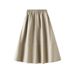 Leather Style Midi For Women High Waist A-Line Versatile Long Elegant Umbrella Skirt 1839_ecoleips.com
