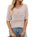 Women's Clothing New Round Neck Hollow Short Sleeved Sexy Top Knitted Hook Sweater_ecoleips.com