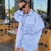 Women's French Style Solid Color Lapel Long Sleeved Hot Pants Casual Loose Two Piece Set Summer Fashion_ecoleips.com