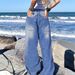 Women’s Clothing Ripped Jeans For Women Loose Straight High Street Summer Thin Ins Beggar Ladies Wide Leg Pants_ecoleips.com