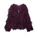 Aria Basics Aria Basics 2025 European And American Style Spring Women's Long-sleeve Layered Decorative Ruffle Shirt 6112_ecoleips.com