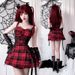 European American Dark Gothic Subculture Lace Spicy Girl Sweet And Cool Y2K Plaid Lolita Dress Stage Performance Outfit_ecoleips.com