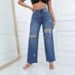 Women's Clothing New Elastic Hole Loose Bell Bottom Pants_ecoleips.com