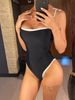 2025 New Sexy Splicing High Leg Cut Women Swimwear One Piece Swimsuit Female Monokini Padded Bather Bathing Suit Swim K5622_ecoleips.com