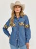 K Retro Denim Collar Shirt, Fashionable Wild Horse Print Denim Jacket_ecoleips.com
