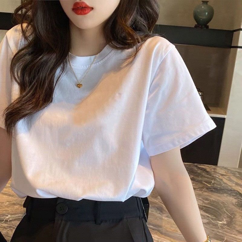 Women's Printed Round Neck Loose Short Sleeve T-shirt Top_ecoleips.com