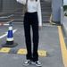 Black High-waisted Straight-leg Jeans Slimming, 2025 Autumn/winter, Cropped Length, Plus Size, For Plus-size Women,_ecoleips.com