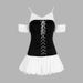 AD306 New Fashionable Party Dress: Sexy Cute Uniform Style With Waist-Cinching Straps, Beautiful Back, And Sleeves_ecoleips.com