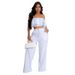 Women's clothing new style suit temperament one shoulder ruffled short top wide leg trousers suit_ecoleips.com