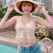 Women's Clothing Halter Neck Small Vest Sling Inner Wear Shoulder Straps And Chest Pads Backless Hollow Tube Top Embroidered Vest_ecoleips.com