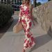 European And American 2025 New Rose Print Satin Dress Female Oblique Shoulder Temperament Long Skirt_ecoleips.com
